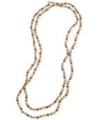 Carolee Gold-tone Gray Imitation Pearl Long Length Necklace