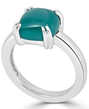 Green Agate Curved Claw Ring In Sterling Silver