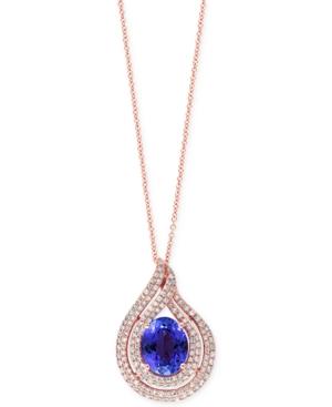 Effy Tanzanite (2-5/8 Ct. T.w.) And Diamond (1/2 Ct. T.w) Swirl Pendant Necklace In 14k Rose Gold