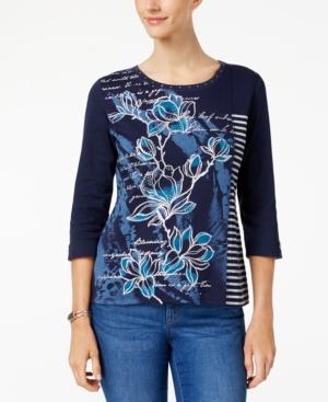 Karen Scott Metallic Mixed-print Top, Created For Macy's