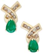 Emerald (3/4 Ct. T.w.) And Diamond (1/4 Ct. T.w.) Stud Earrings In 14k Gold