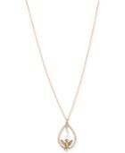 Betsey Johnson Gold-tone Crystal Angel Orbital Long Pendant Necklace