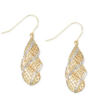 Two-tone Openwork Drop Earrings In 14k Gold