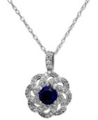 Sapphire (5/8 Ct. T.w.) And Diamond (1/3 Ct. T.w.) Knot Pendant Necklace In 14k White Gold
