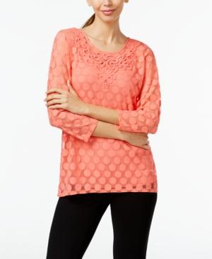 Alfani Embroidered Lace Top, Only At Macy's