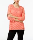 Alfani Embroidered Lace Top, Only At Macy's