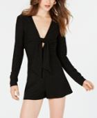 Material Girl Juniors' Shine Tie-front Romper, Created For Macy's