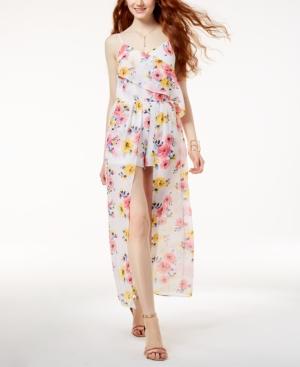 The Edit By Seventeen Juniors' Floral-print Maxi Romper, Created For Macy's