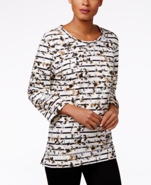 Karen Scott Petite Printed Sweatshirt, Only At Macy's