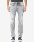Buffalo David Bitton Men's Ash-x Slim-straight Fit Stretch Embroidered Destroyed Jeans