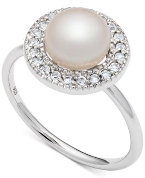 Freshwater Pearl (7-1/2mm) And White Topaz (1/5 Ct. T.w.) Ring In Sterling Silver