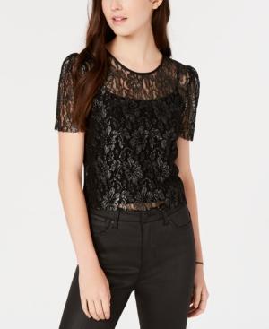 Say What? Juniors' Metallic Lace Top