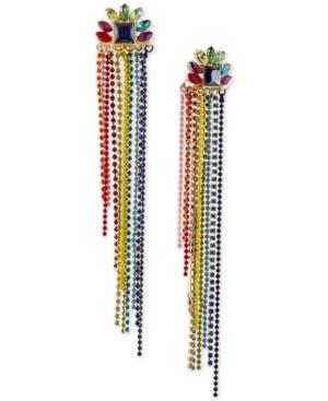 Rachel Rachel Roy Gold-tone Multi-stone Beaded Fringe Drop Earrings