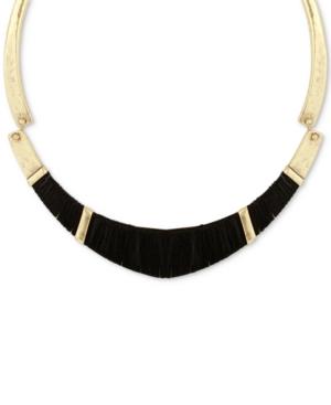Lucky Brand Gold-tone Leather Wrapped Choker Necklace