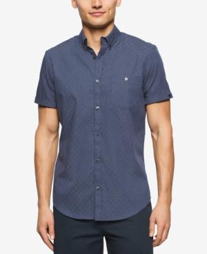 Calvin Klein Men's Small-grid Short-sleeve Shirt