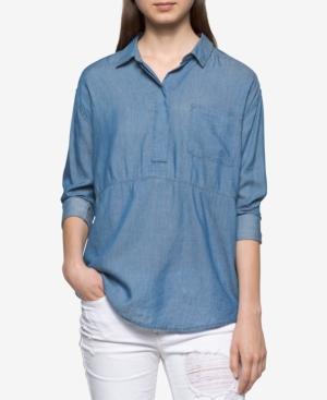 Calvin Klein Jeans Chambray Popover Blouse
