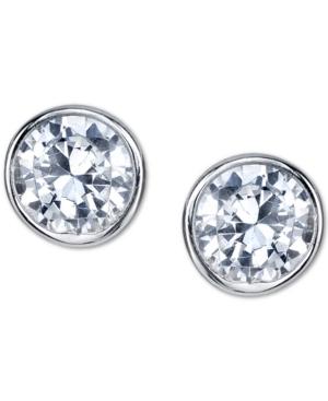 Unwritten Cubic Zirconia Round Stud Earrings In Sterling Silver
