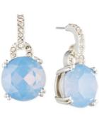 Anne Klein Silver-tone Glass Stone And Crystal Drop Earrings