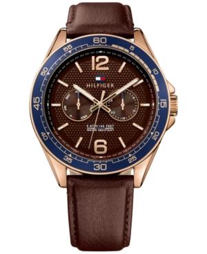 Tommy Hilfiger Men's Sophisticated Sport Brown Leather Strap Watch 46mm 1791367