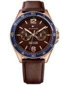 Tommy Hilfiger Men's Sophisticated Sport Brown Leather Strap Watch 46mm 1791367