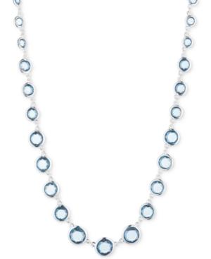 Anne Klein Silver-tone Blue Crystal Collar Necklace