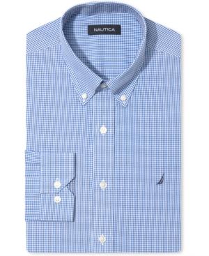 Nautica Dress Shirt, Light Blue Gingham Long Sleeve Shirt