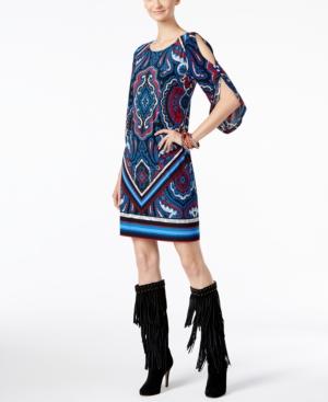 Inc International Concepts Petite Printed Split-sleeve Sheath Dress, Only At Macy's