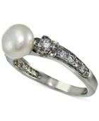 Giani Bernini Cubic Zirconia And Freshwater Pearl (8mm) Ring In Sterling Silver, Only At Macy's
