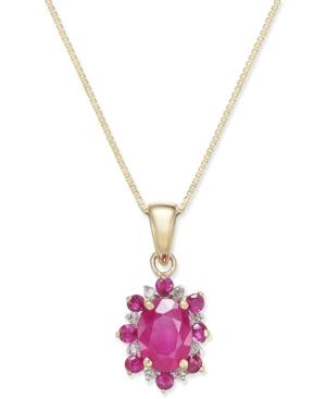 Ruby (1-1/4 Ct. T.w.) And Diamond Accent Pendant Necklace In 14k Gold