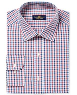 Club Room Men's Classic/regular Fit Double Gingham Dress Shirt, Only At Macy's