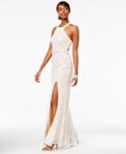 City Studios Juniors' Lace Halter Gown, A Macy's Exclusive Style