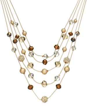 I.n.c. Gold-tone Bronze Bead Illusion Necklace