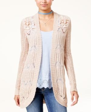 American Rag Juniors' Crochet-trim Knit Cardigan, Created For Macy's