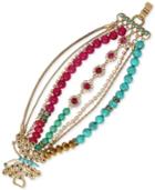 Betsey Johnson Gold-tone Butterfly Multi-stone And Crystal Row Bracelet