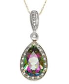 14k Gold And 14k White Gold Necklace, Mystic Topaz (3-1/3 Ct. T.w.) And Diamond Accent Pear-shaped Pendant