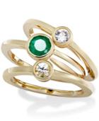 10k Gold Over Sterling Silver Ring Set, Emerald (9/10 Ct. T.w.) And White Sapphire (1/2 Ct. T.w.) 3 Ring Set