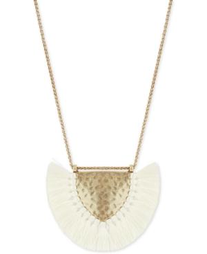 Lucky Brand Gold-tone Cream Fringe Pendant Necklace