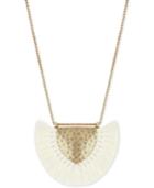 Lucky Brand Gold-tone Cream Fringe Pendant Necklace