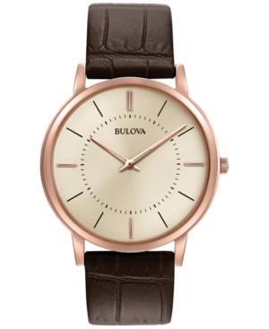 Bulova Men's Dress Brown Leather Strap Watch 40mm 97a126