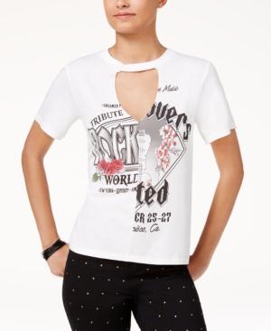 Material Girl Juniors' Rock Cutout Graphic T-shirt, Created For Macy's