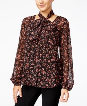 Jessica Simpson Cerena Printed Peasant Blouse With Scarf