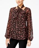 Jessica Simpson Cerena Printed Peasant Blouse With Scarf