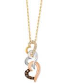 Le Vian Diamond Tri-color Heart Pendant Necklace (1/10 Ct. T.w.) In 14k Gold, White Gold & Rose Gold