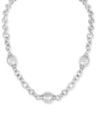 Majorica Stainless Steel Chain And Man-made Pearl Necklace (14-16mm)