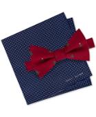Tommy Hilfiger Men's Conversational Tree Silk Bow Tie & Dot Silk Pocket Square Set