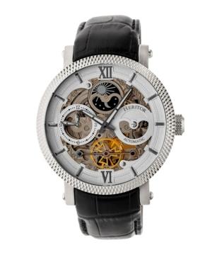 Heritor Automatic Aries Silver Leather Watches 43mm