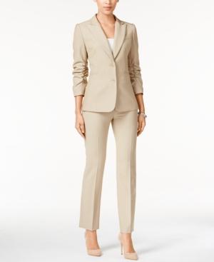 Tahari Asl Petite Two-button Ruched-sleeve Pantsuit