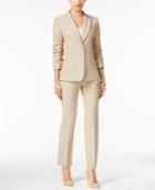 Tahari Asl Petite Two-button Ruched-sleeve Pantsuit