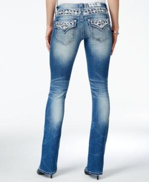 Miss Me Embroidered Medium Blue Wash Slim Bootcut Jeans