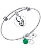 Unwritten New Jersey Girl And Green Aventurine (8mm) Bangle Bracelet In Stainless Steel